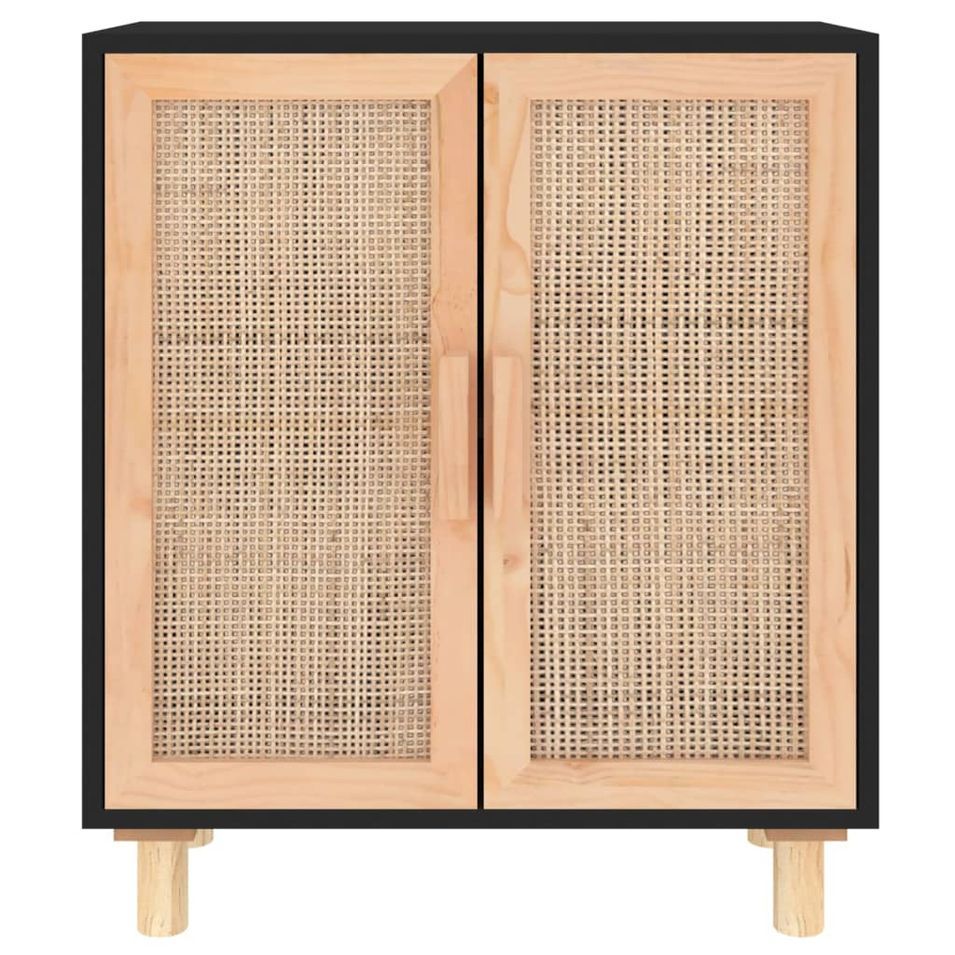 Petit meuble de rangement en bois 2 portes en Rotin naturel 60 cm - Modèle Kaliga - Photo n°1