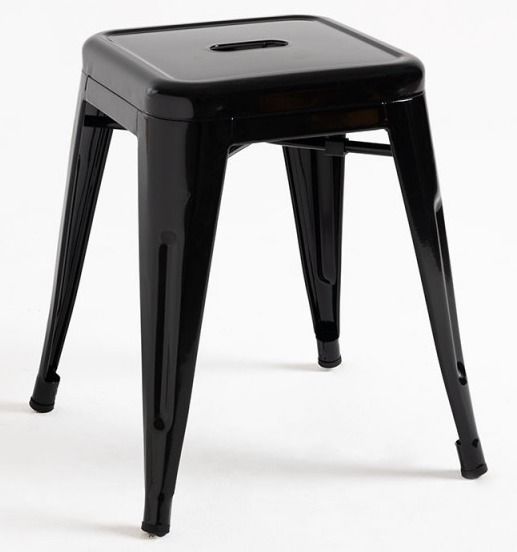 Petit tabouret industriel KONTOIR en acier brillant - Hauteur d'assise 45 cm - Photo n°1