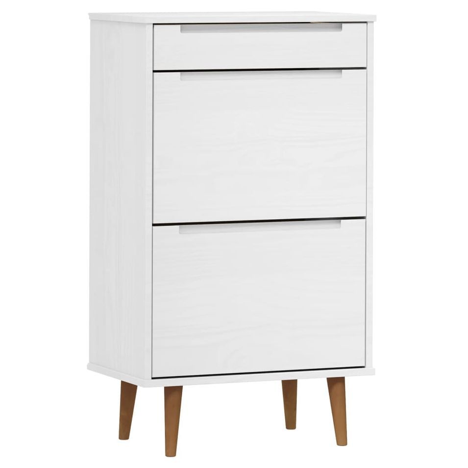 Petite armoire à chaussures en bois de pin Leva L 60 x H 103 x P 35 cm – Compacte et Élégante - Photo n°1