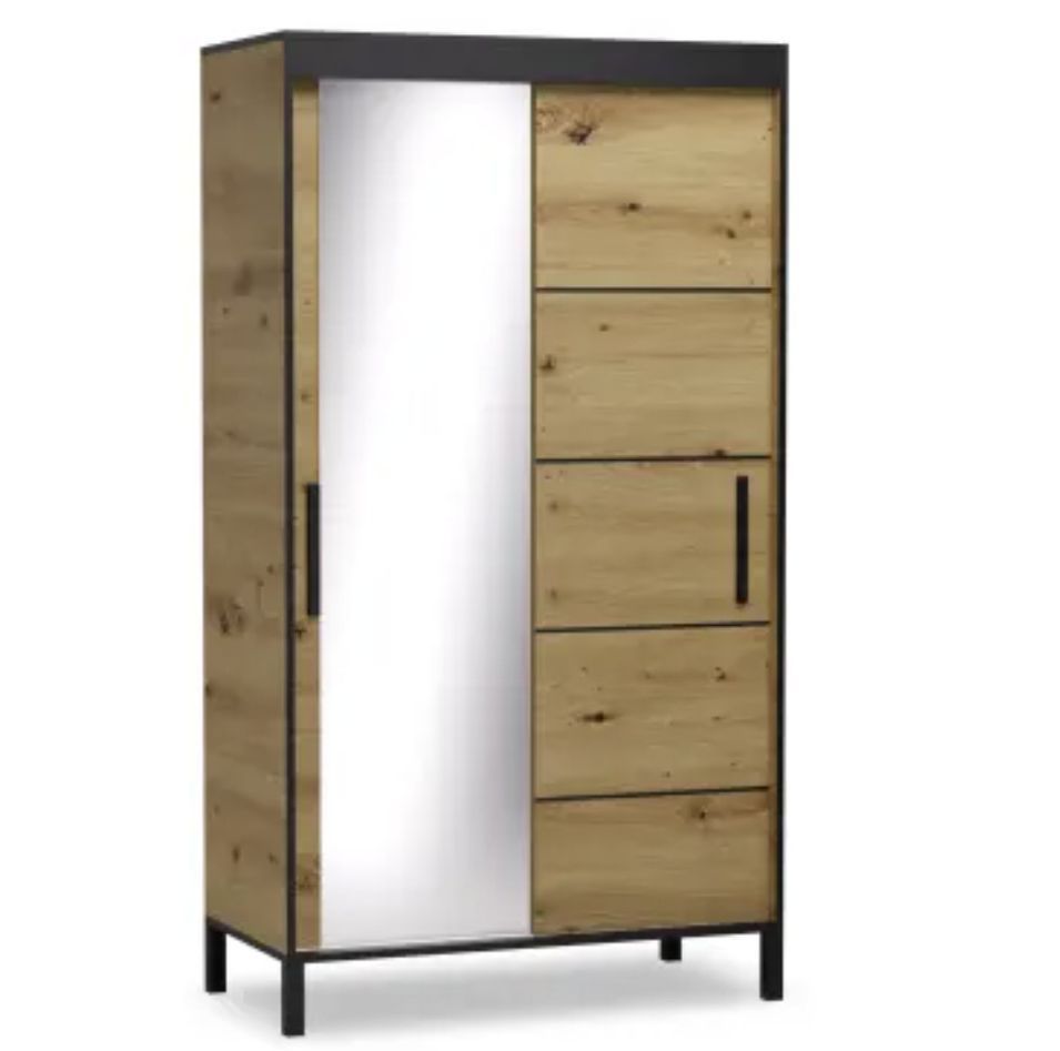 Petite armoire coulissante ADEL 120 cm avec miroir – Gain de place et fonctionnalité - Photo n°1