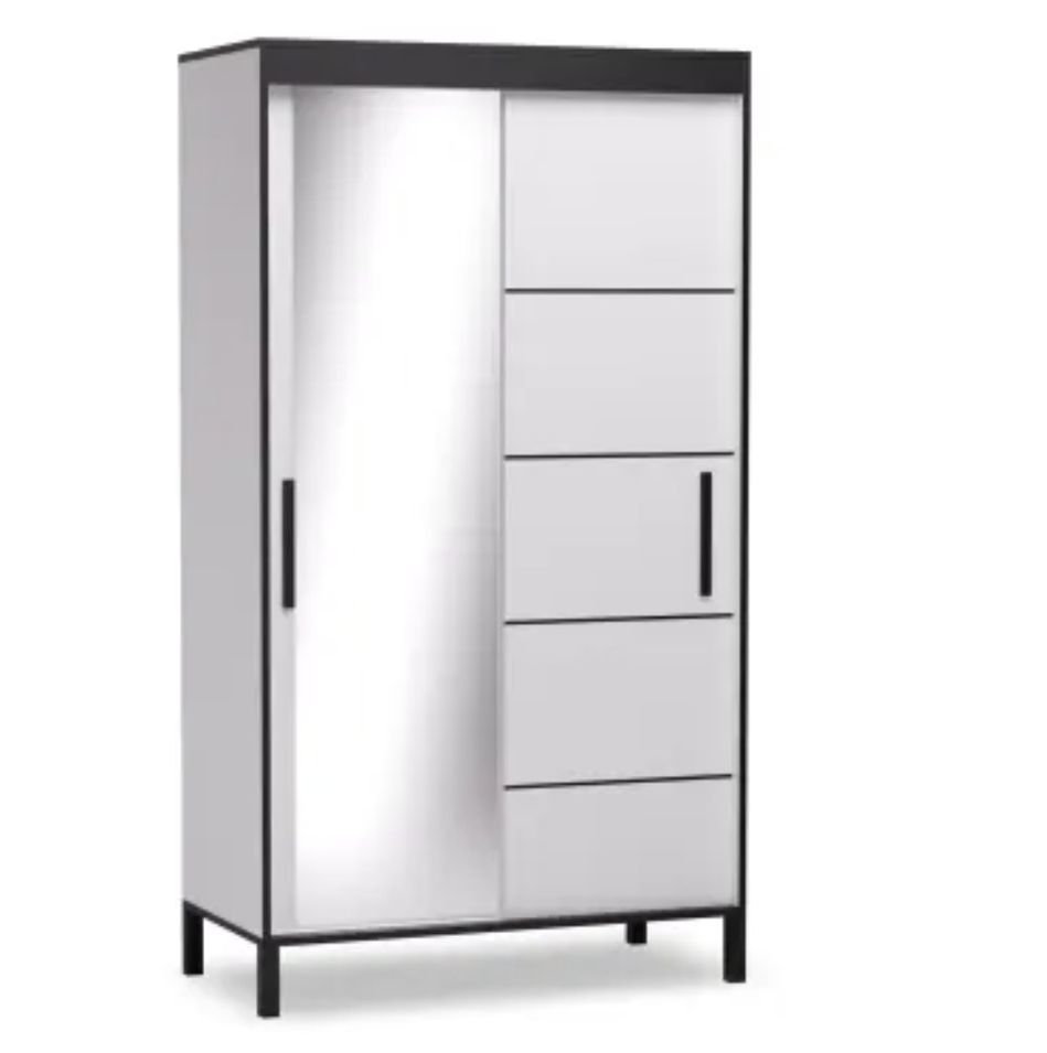 Petite armoire coulissante ADEL 120 cm avec miroir – Gain de place et fonctionnalité - Photo n°1