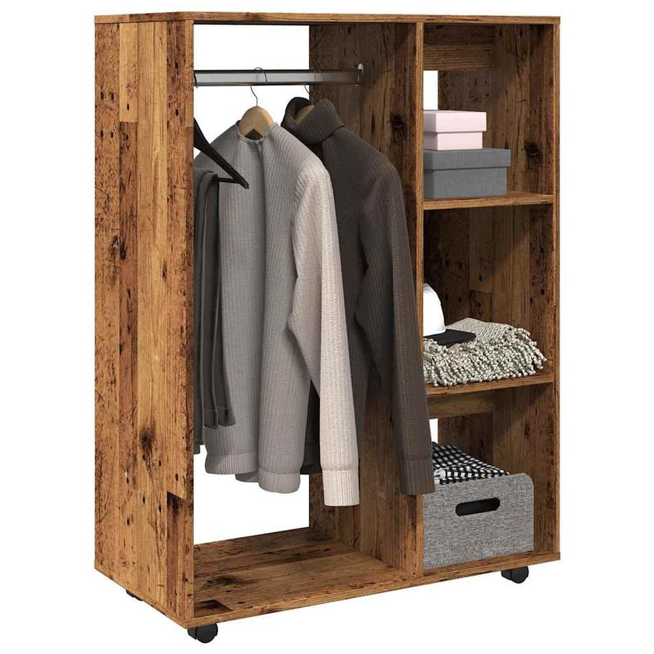 Petite armoire dressing sur roulette 1 penderie 3 étagères 80 cm - Collection Event - Photo n°1