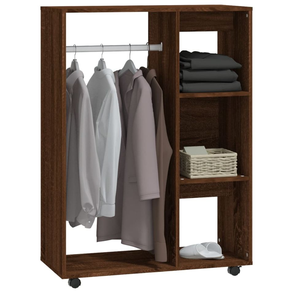 Petite armoire dressing sur roulette 1 penderie 3 étagères 80 cm - Collection Event - Photo n°1