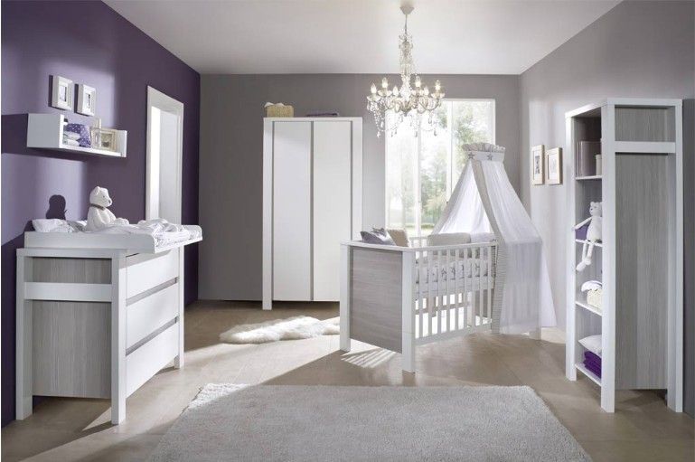 Petite chambre complète pin gris et blanc Milano - Photo n°1