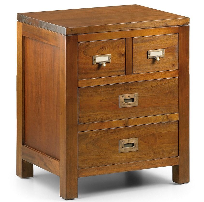 Petite commode 4 tiroirs en bois d'acajou massif FALKANE - Photo n°1