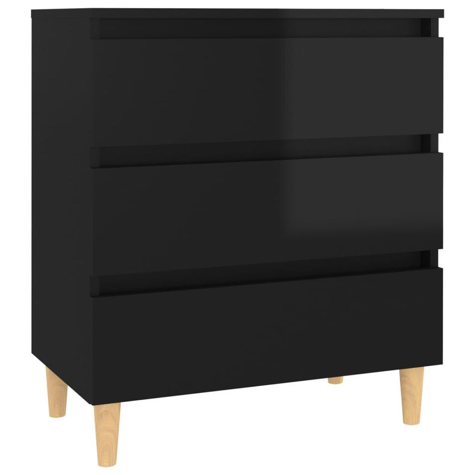 Petite commode Noir brillant 60x35x69 cm - Photo n°1