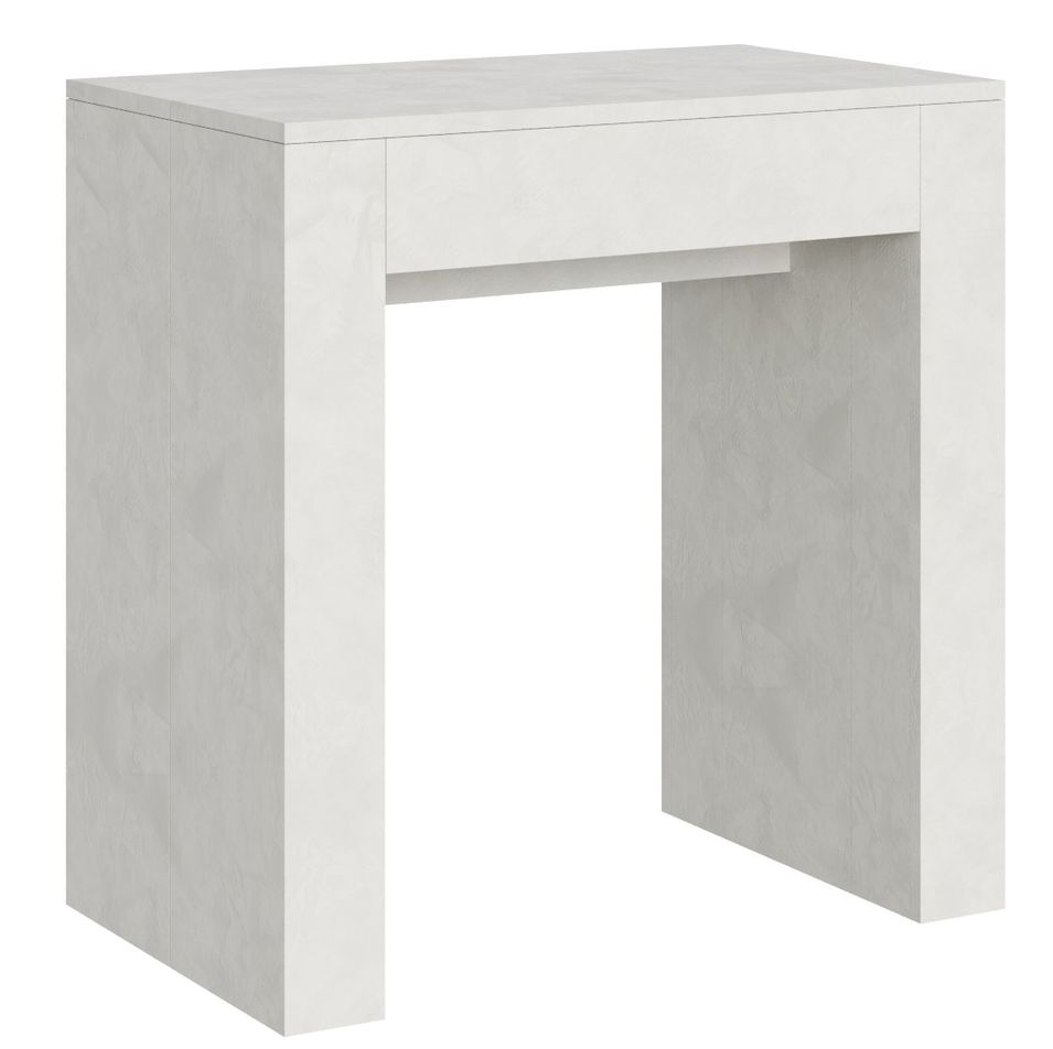 Petite console bois blanc de 80 cm extensible jusqu'a 299 cm 14 places Kubine - Photo n°1