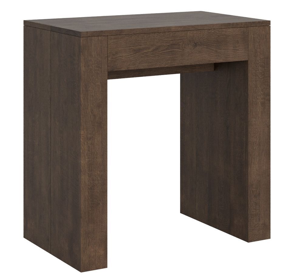 Petite console bois noyer de 80 cm extensible jusqu'a 299 cm 14 places Kubine - Photo n°1