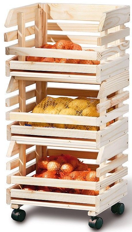 Petite desserte sur roulettes pin massif clair Fruit - Photo n°1