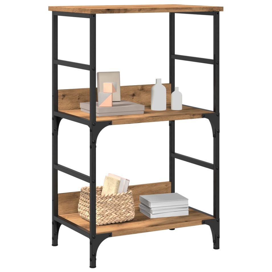 Petite étagère bibliothèque bois et métal Kano 50 cm - Style industriel - Photo n°1