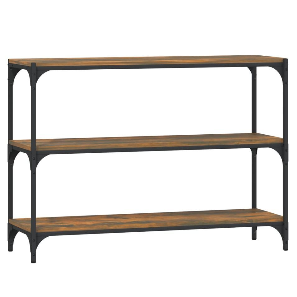 Petite étagère en bois et acier noir L 100 x H 70 x P 33 cm - Collection Rika - Photo n°1