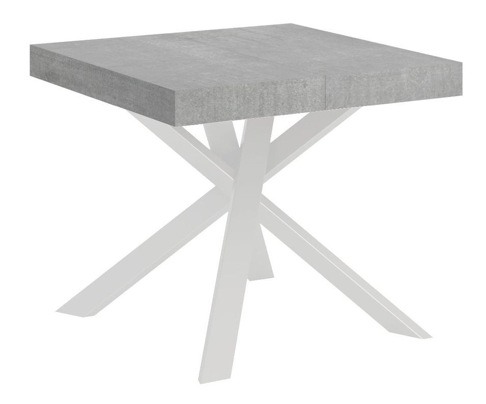 Petite table carrée extensible 90x90/194 cm pieds acier blanc Karzy - Photo n°1