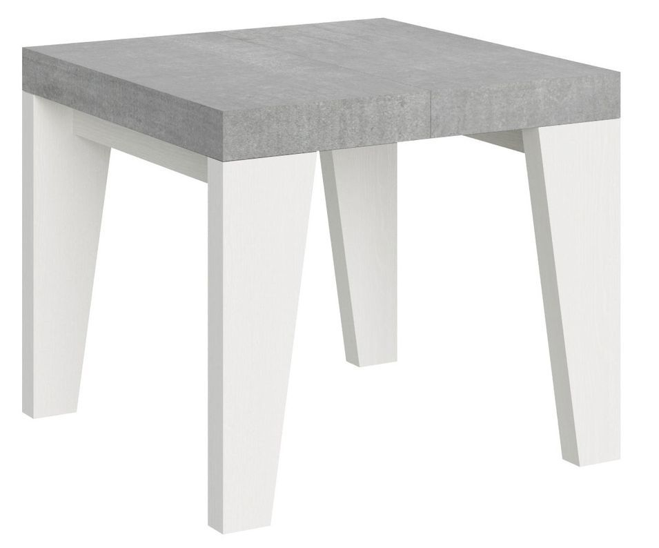 Petite table carrée extensible bois blanc et gris 90 à 246 cm Nako - Photo n°1