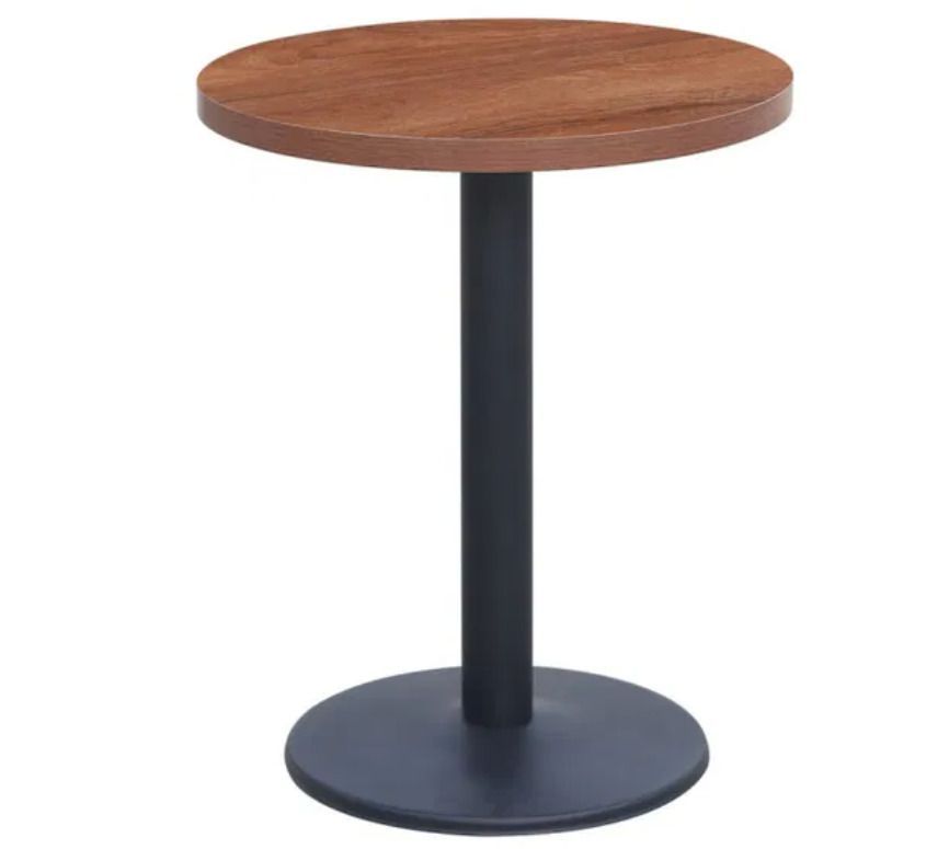 Petite table ronde SNOKA - Bois marron et acier noir - Photo n°1
