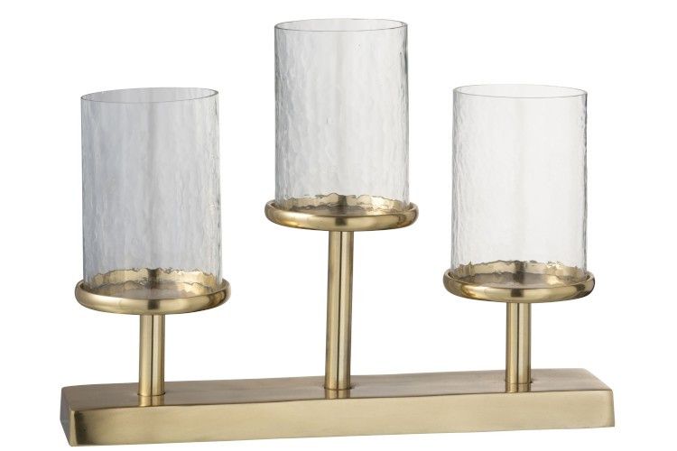 Photophore 3 verres et pieds métal doré Ysarg - Lot de 2 - Photo n°1