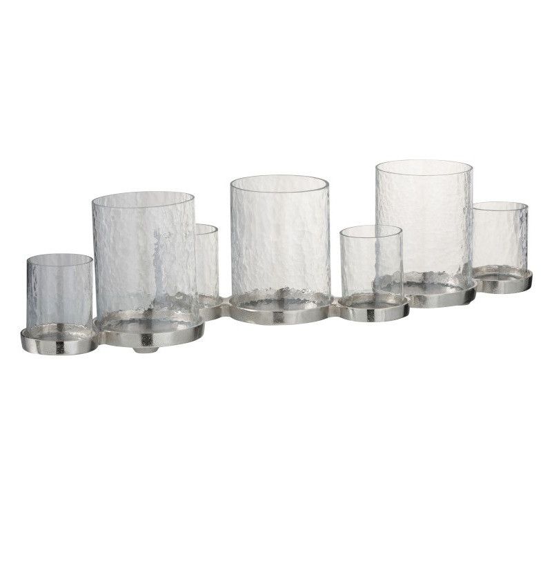 Photophore 7 parties verre et métal argenté Licia - Photo n°1