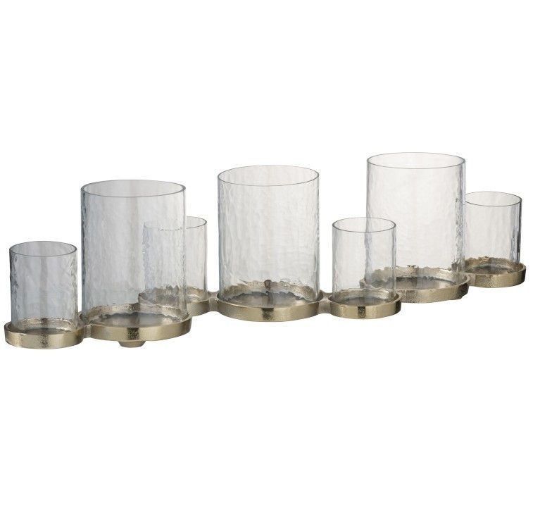 Photophore 7 parties verre et métal doré Narsh - Lot de 2 - Photo n°1