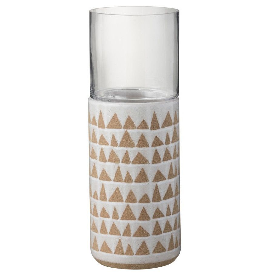 Photophore céramique blanc et marron Praji H 43 cm - Photo n°1