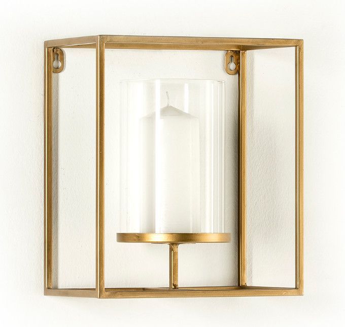 Photophore mural verre et métal doré Diari - Photo n°1