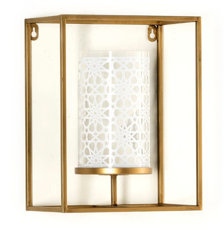 Photophore mural verre et métal doré Diari H 31 - Photo n°1