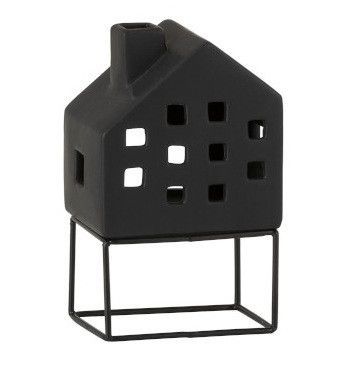 Photophore petite maison porcelaine noire Narsh 9 cm - Lot de 6 - Photo n°1