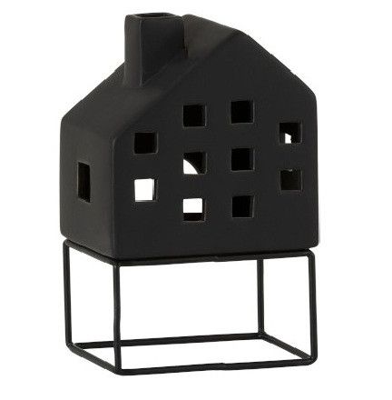 Photophore petite maison porcelaine noire Narsh - Lot de 4 - Photo n°1