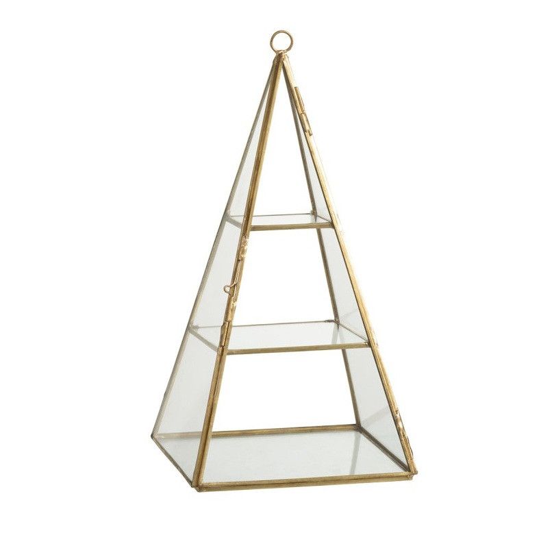 Photophore pyramide verre et métal doré Narsh - Photo n°1