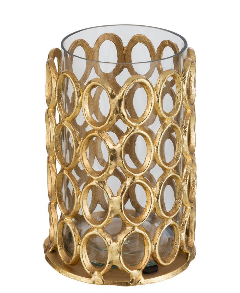 Photophore rond avec cercle aluminium doré moyen Lira D 15 cm - Photo n°1