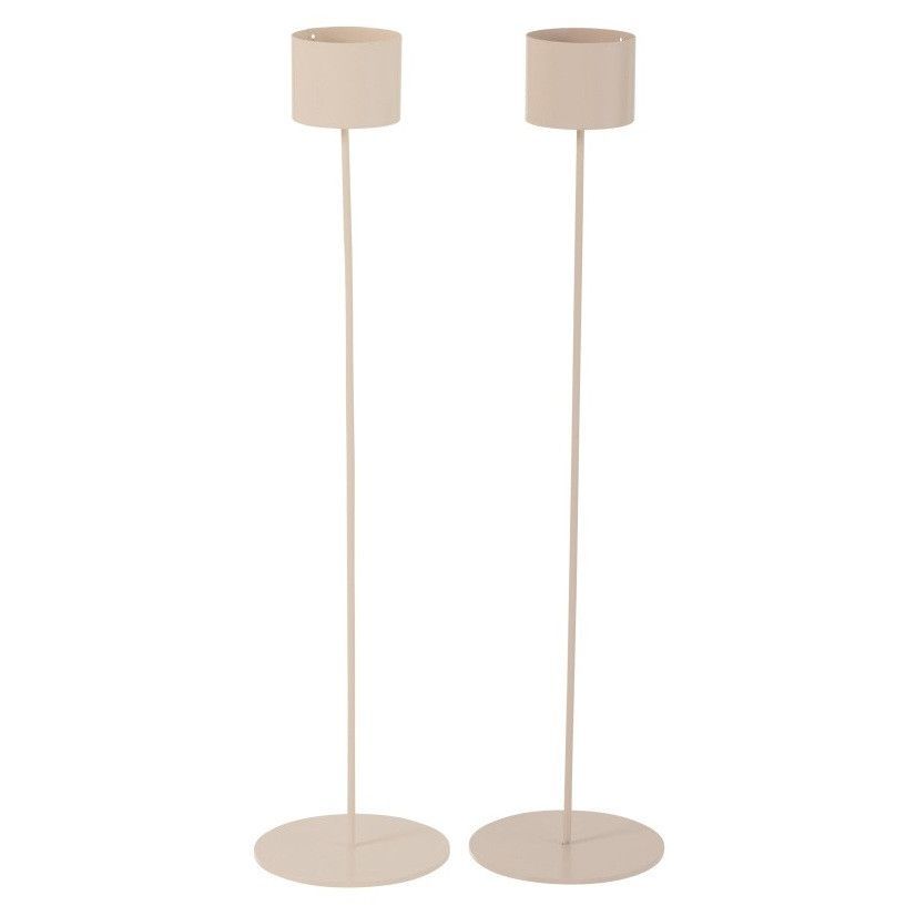 Photophore sur pied métal beige Praji H 50 cm - Photo n°1