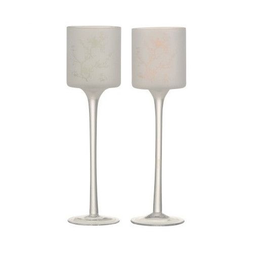 Photophore sur pied verre blanc Uchi H 25 cm - Lot de 2 - Photo n°1