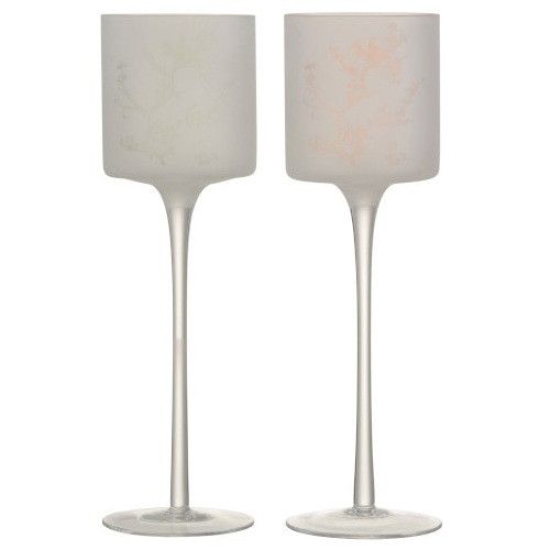 Photophore sur pied verre blanc Uchi H 30 cm - Lot de 2 - Photo n°1