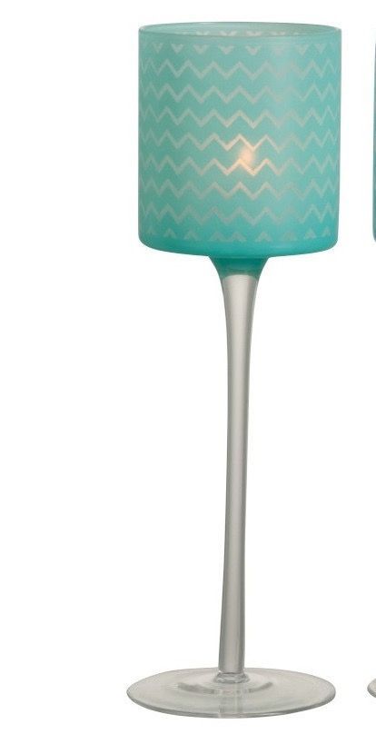 Photophore sur pied verre bleu Azura H 30 cm - Photo n°1