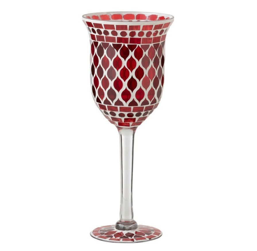 Photophore sur pieds verre rouge et blanc Winno H 30 - Photo n°1