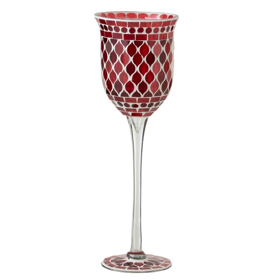 Photophore sur pieds verre rouge et blanc Winno H 40 - Photo n°1