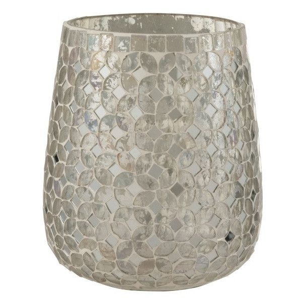 Photophore verre argenté à mosaïque Omani H 17 cm - Photo n°1