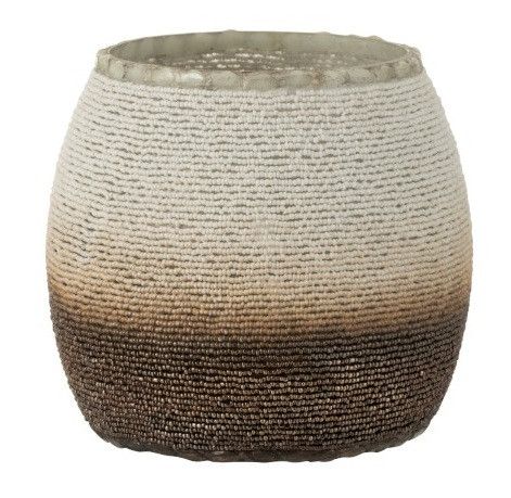 Photophore verre blanc et gris Cintee H 17 cm - Photo n°1