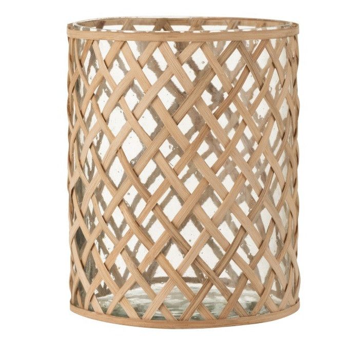 Photophore verre et bois clair Azura H 28 cm - Photo n°1