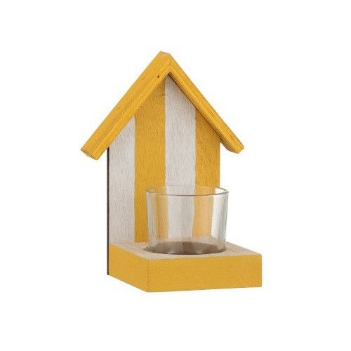 Photophore verre et bois massif jaune Nayra H 9 cm - Photo n°1