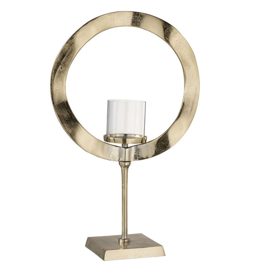 Photophore verre et pied métal doré Narsh - Photo n°1