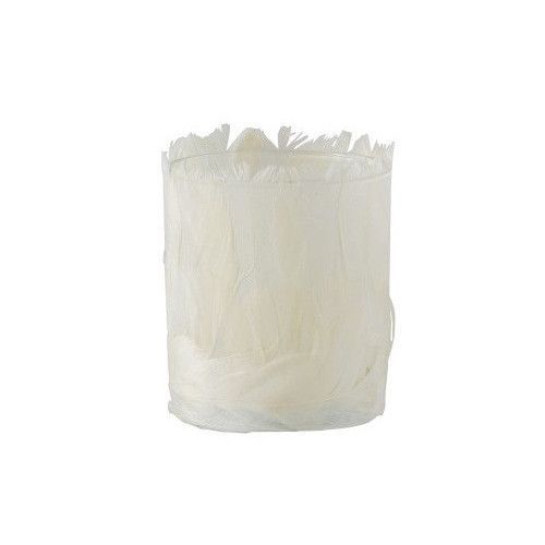 Photophore verre et plumes ivoire Ysarg 8 cm - Photo n°1