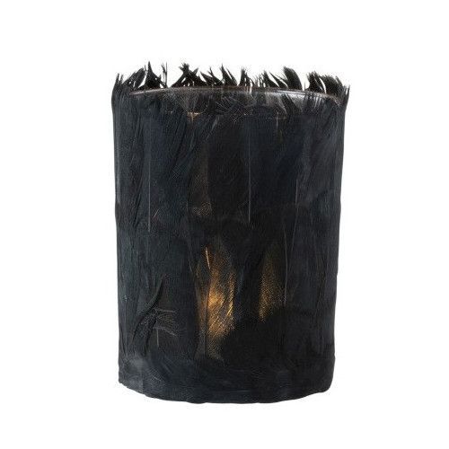 Photophore verre et plumes noires Ysarg - Photo n°1