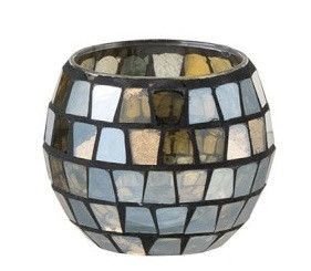 Photophore verre mosaïque gris et doré Ysarg - Lot de 4 - Photo n°1