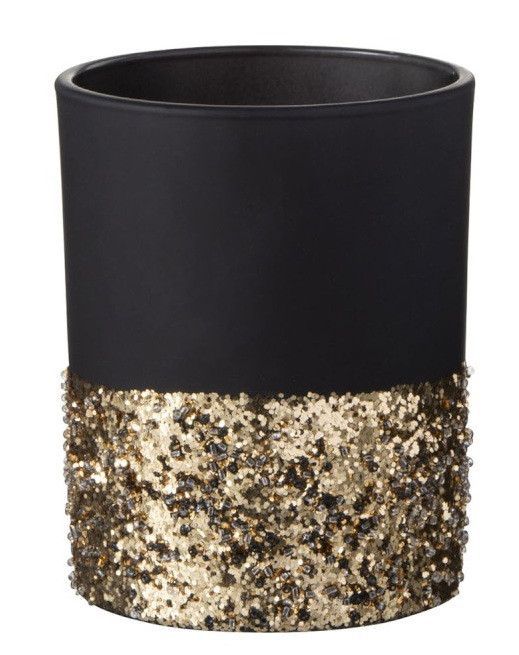 Photophore verre noir mat et paillettes dorées Ysarg - Lot de 8 - Photo n°1