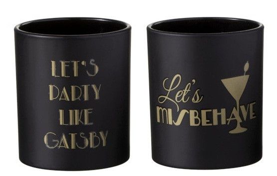 Photophore verre noir mat imprimé doré Ysarg - Photo n°1