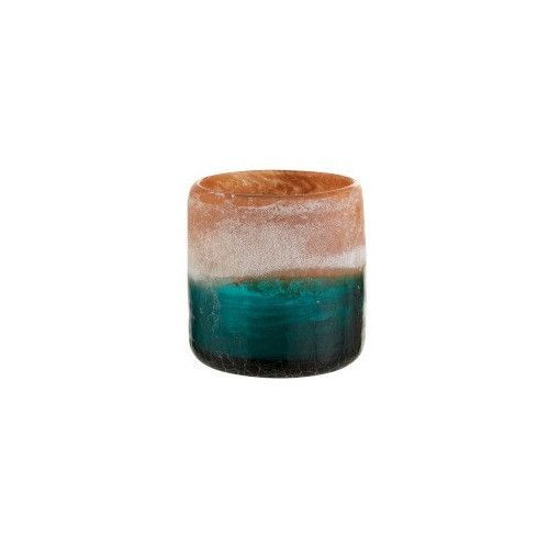 Photophore verre orange et bleu Geera H 10 cm - Photo n°1