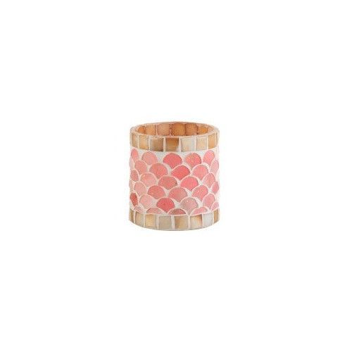 Photophore verre rose et beige Indie H 7 cm - Photo n°1