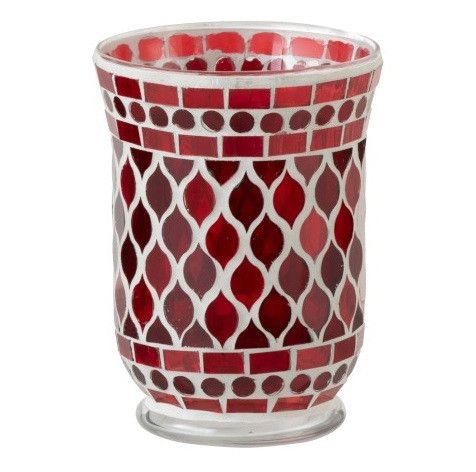 Photophore verre rouge et blanc Winno H 15 cm - Photo n°1