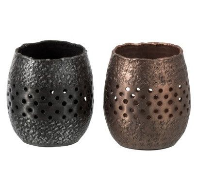 Photophores métal cuivré et graphite Diere H 9 cm - Lot de 12 - Photo n°1