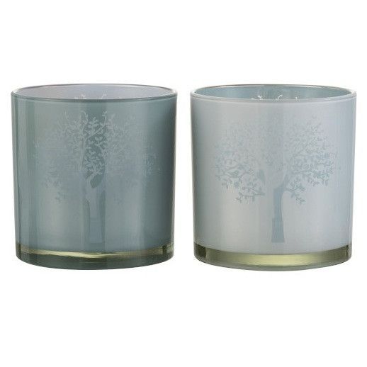 Photophores verre blanc et bleu Marino H 15 cm - Lot de 2 - Photo n°1