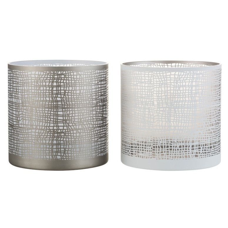 Photophores verre blanc et greige Liray H 20 cm - Lot de 2 - Photo n°1